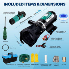 Kohree RV macerator pump 3-inch outlet connection compatible with standard RV sewers.