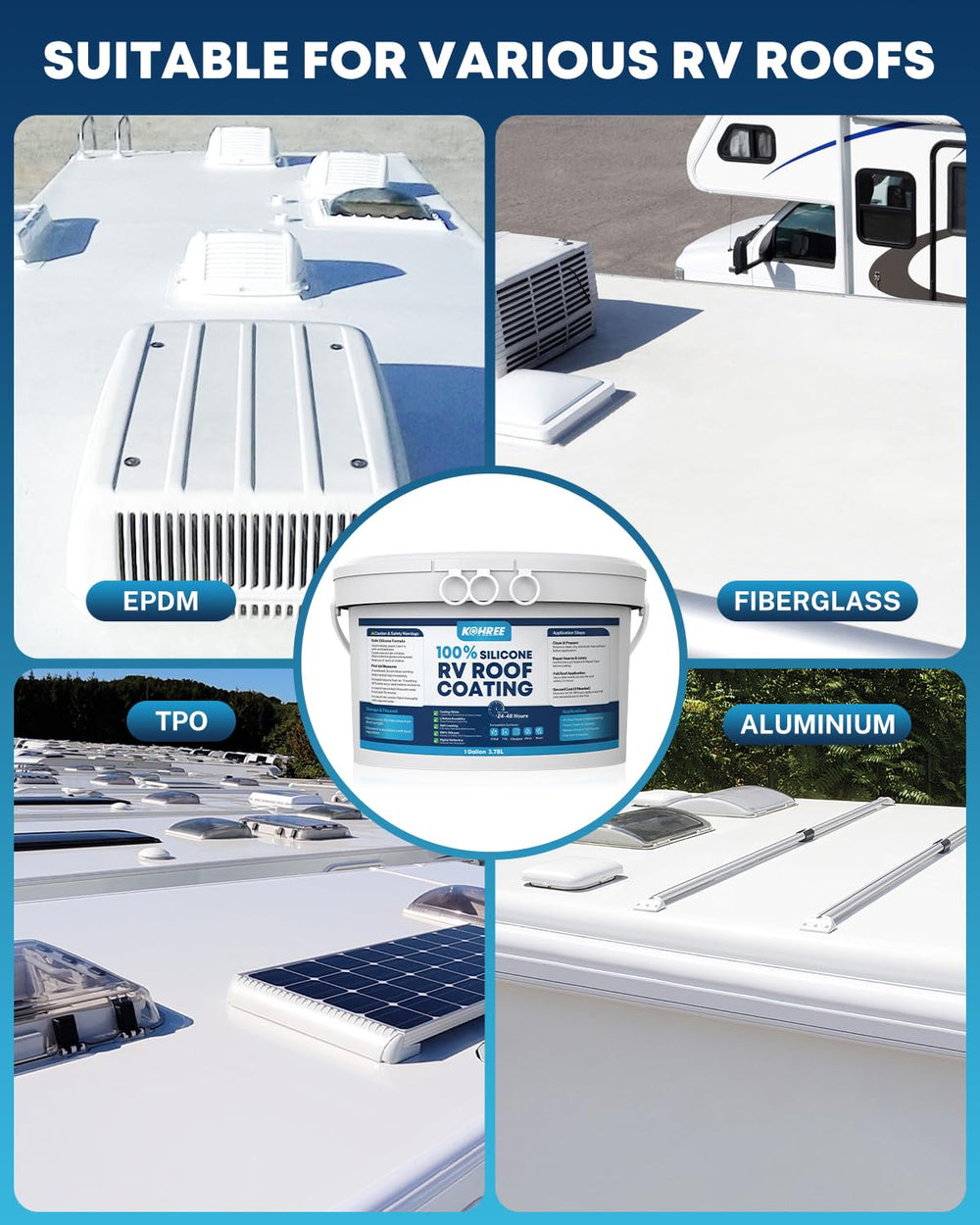 Kohree coating applied with a sprayer on an RV roof for fast coverage