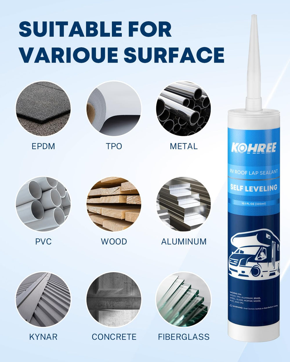 Kohree RV sealant application on roof panels for patches