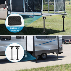 Kohree RV jack operated by drill for fast height changes.