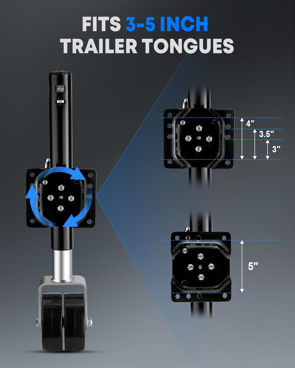 Bolt-on design lets you mount quickly on 2 to 5 inch frames.