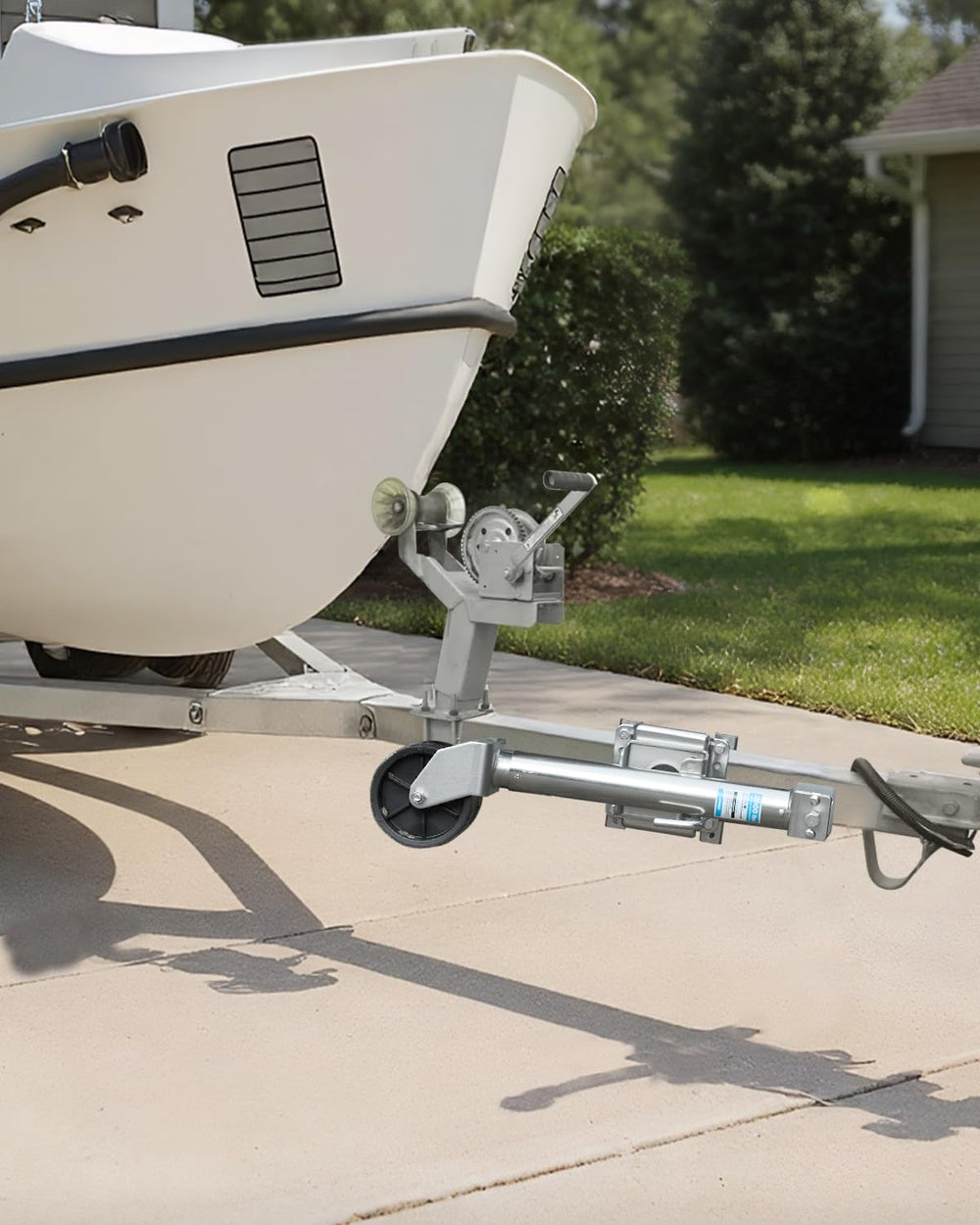 Kohree trailer jack in use on an RV and boat setup