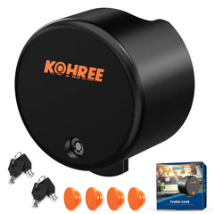 Kohree trailer lock with matte finish securing a 2-inch coupler.