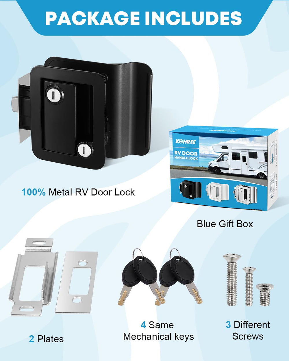 Kohree universal RV door fit for travel trailers and more.