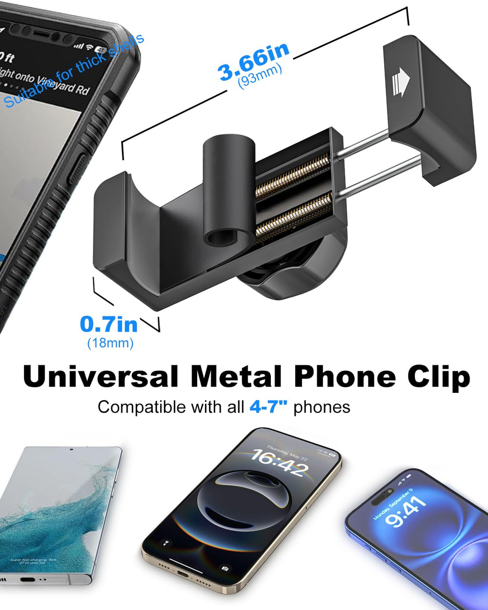 Kolasels supports thick phone cases and larger devices.