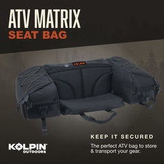 Kolpin Matrix Seat Bag side view highlighting reinforced buckles for ATV attachment