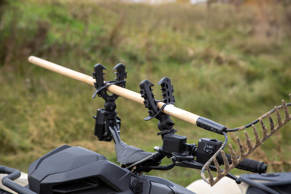 Kolpin Rhino Grip XL dual rubber straps stabilize two items on handlebars