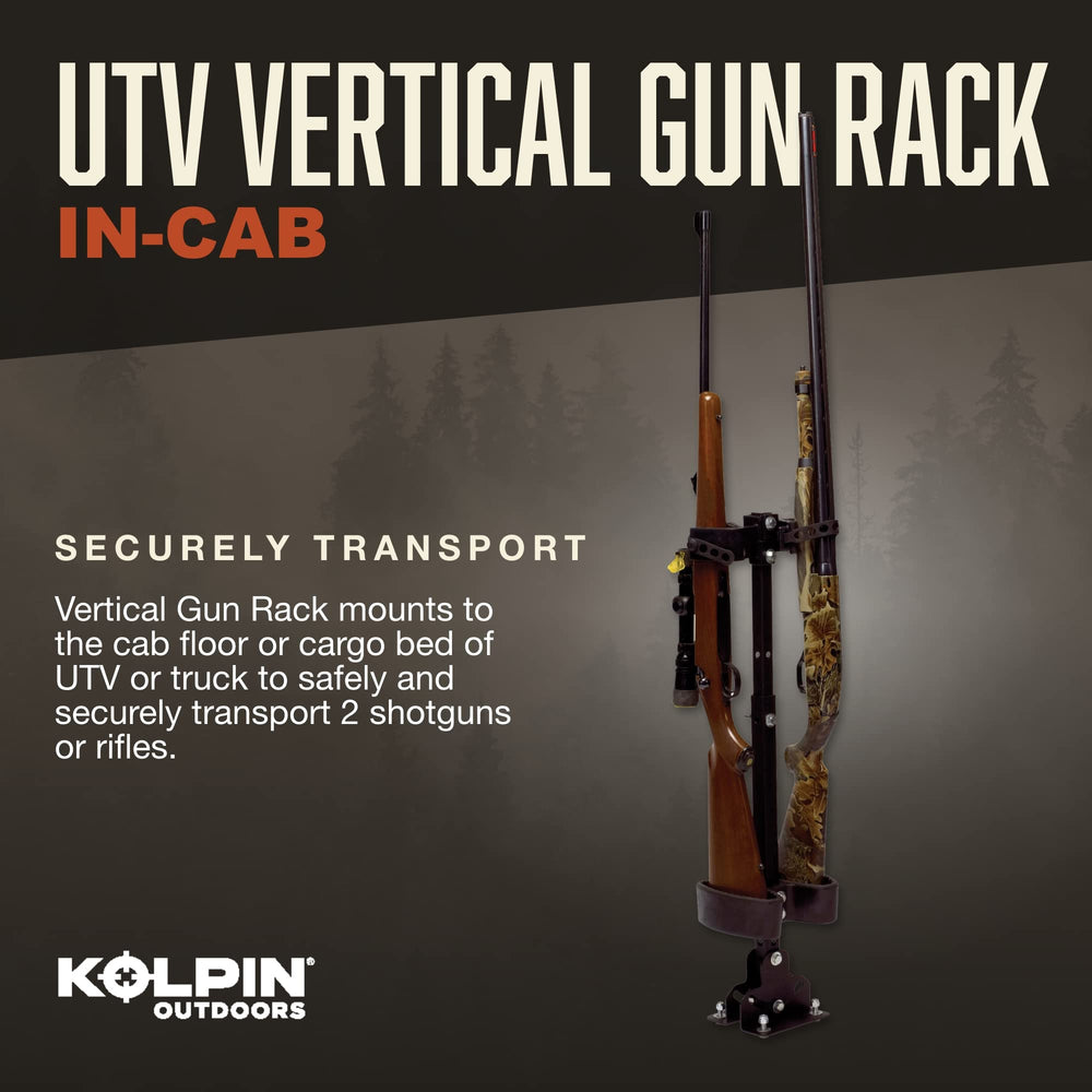 Kolpin gun rack uses v-block straps to support stock and barrel.
