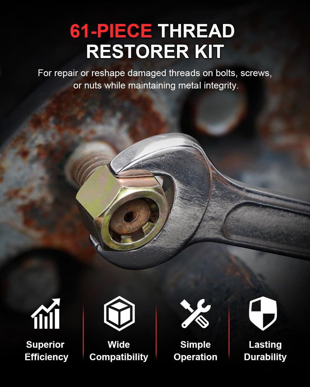 Kolvoii heat-treated carbon steel tools withstand repeated use in tough repairs.