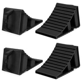 Komokeru 4-pack RV wheel chocks with handle for quick removal.