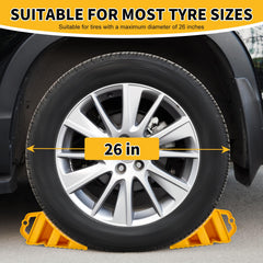 Komokeru chocks fit most surfaces including mud and pavement.
