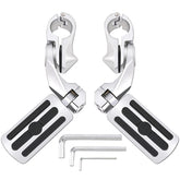 Konduone highway pegs with angled chrome on a 1.25-inch engine guard