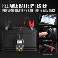 KONNWEI KW208 tested on a dead battery for portable analysis.