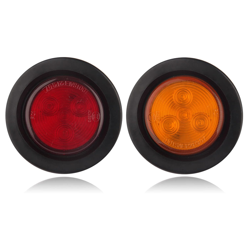 Konrali 2inch red round LED marker light, side view for trailer signaling