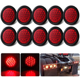 Konrali 4-inch round red LED trailer light lens for high visibility on the road.