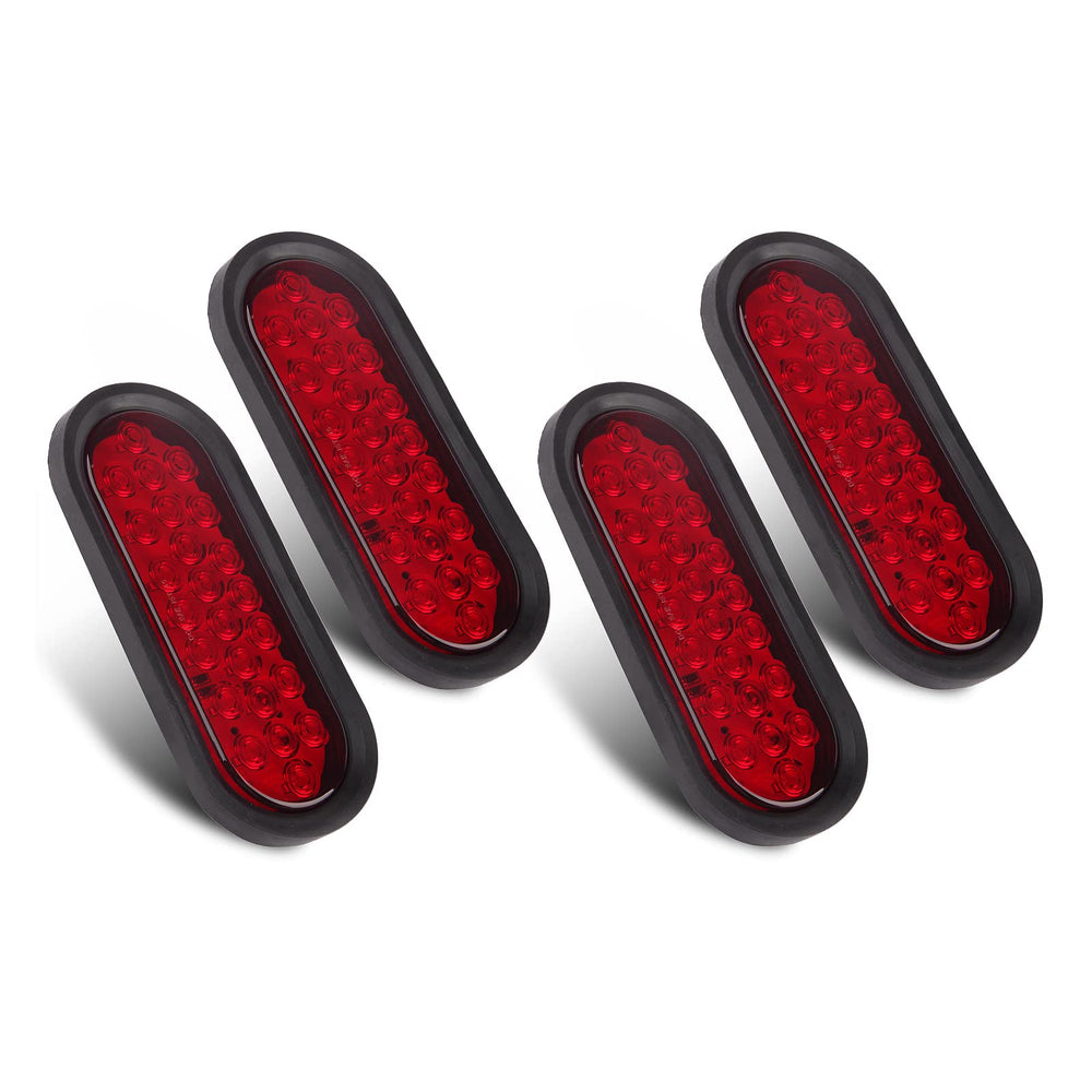 Konrali 6-inch oval LED tail light front view with bright red lens for high visibility