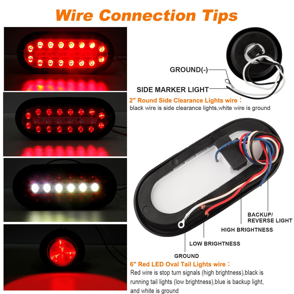 Konrali 6.4-inch oval LED tail light provides stop, tail, turn, and backup.