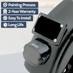 KOONDHEEND steel backplate provides sturdy support for license plate mounting.