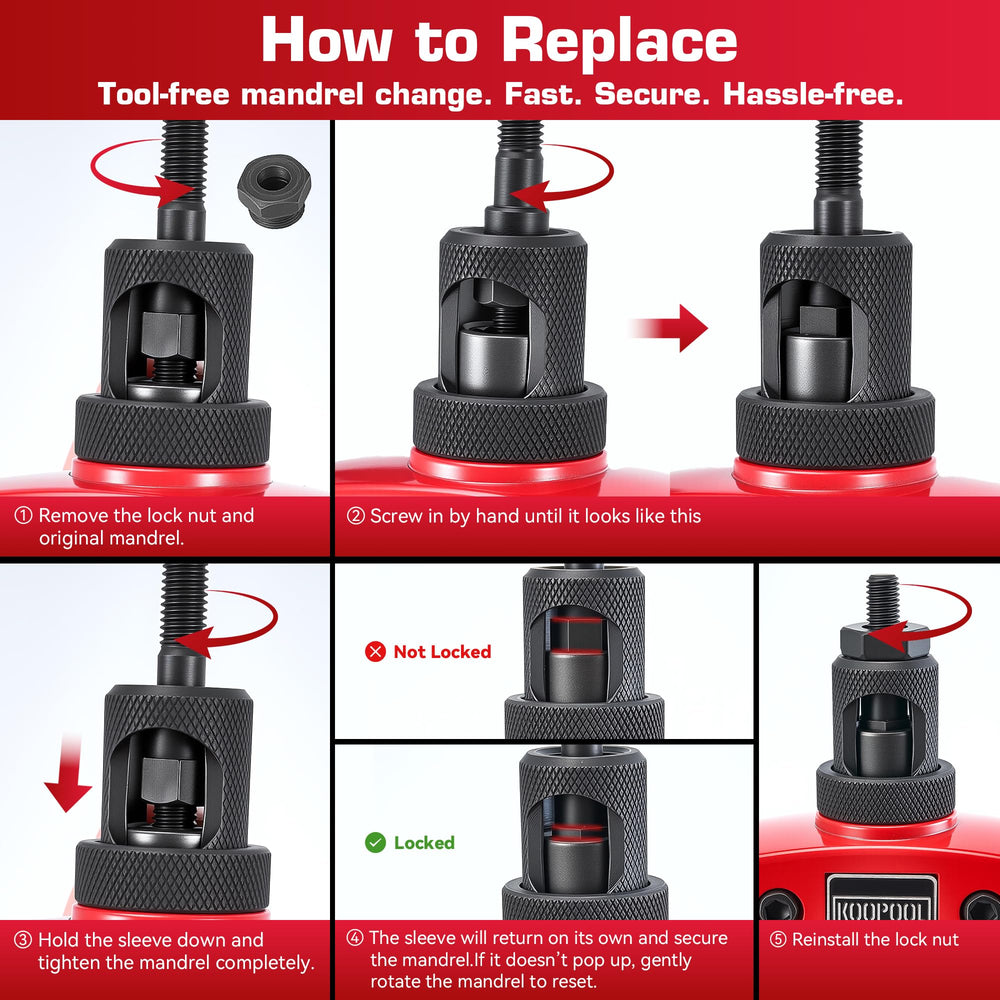 KOOPOOL heat-treated CR-V mandrels ensure lasting durability.
