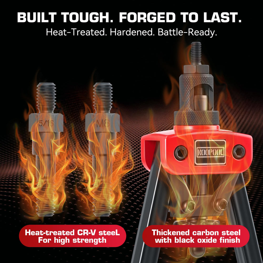 KOOPOOL heavy-duty carbon steel build withstands demanding jobs.