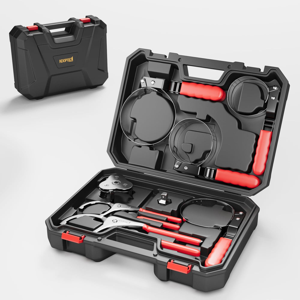 KOOPOOL eight-piece oil filter wrench set for quick oil changes