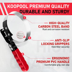KOOPOOL swivel wrench medium handles mid-size filters with ease