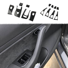 Korlot Tesla Model 3 switch panel carbon fiber cover enhances interior styling