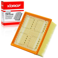 KOROP 6.7 Cummins air filter close-up shows filtration media for cleaner intake.