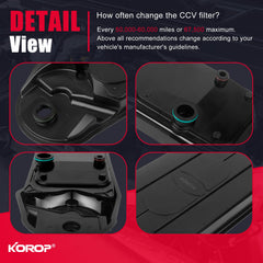 KOROP CCV filter packaging and warranty information