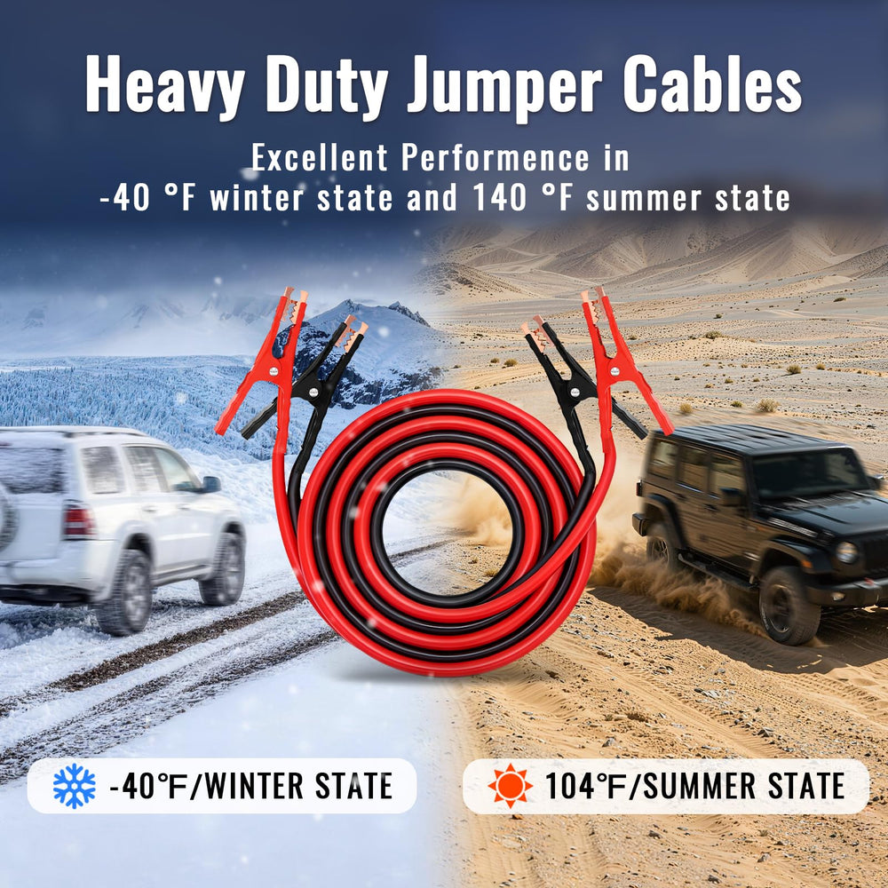 KOUPREY 10ga jumper cables remain flexible in cold weather for reliable starts