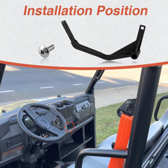 KPALAG Polaris Ranger 1000 cockpit with upgraded shift lever installed.