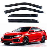 KPY rain guards installed on Honda Civic sedan improve airflow while protecting from rain.