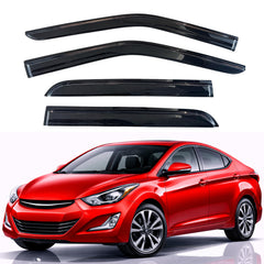 KPY rain guards on Elantra with four-piece out-channel visors for rain protection