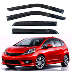 KPY rain guards in out-channel design for Honda Fit 2009–2014 protect cabin from rain while driving.