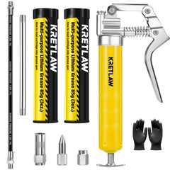 KRETLAW mini grease gun 3000 PSI for precise lubrication jobs.
