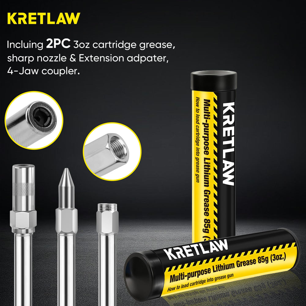 KRETLAW twelve-inch flex hose improves reach in tight spaces.
