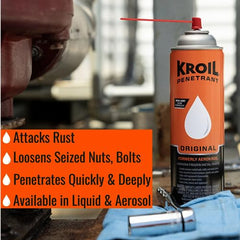 KROIL Aerokroil spray in action loosening rusted hinges.