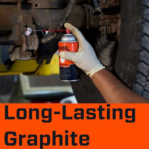 Kroil Penetrant Penephite with Graphite graphite film adheres to metal surfaces for extended lubrication.
