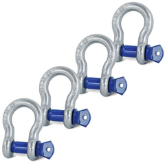 Krytonel 4-pack D-ring shackle close-up showing 1/2in shackle and 9/16in pin for secure recovery.