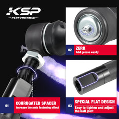 KSP inner tie rod component shown with reinforced steel construction