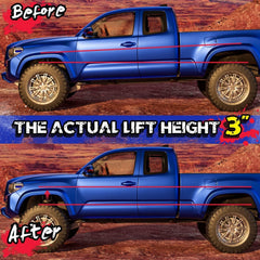 KSP PERFORMANCE front lift shows about 2.5 inches of added ride height after install.