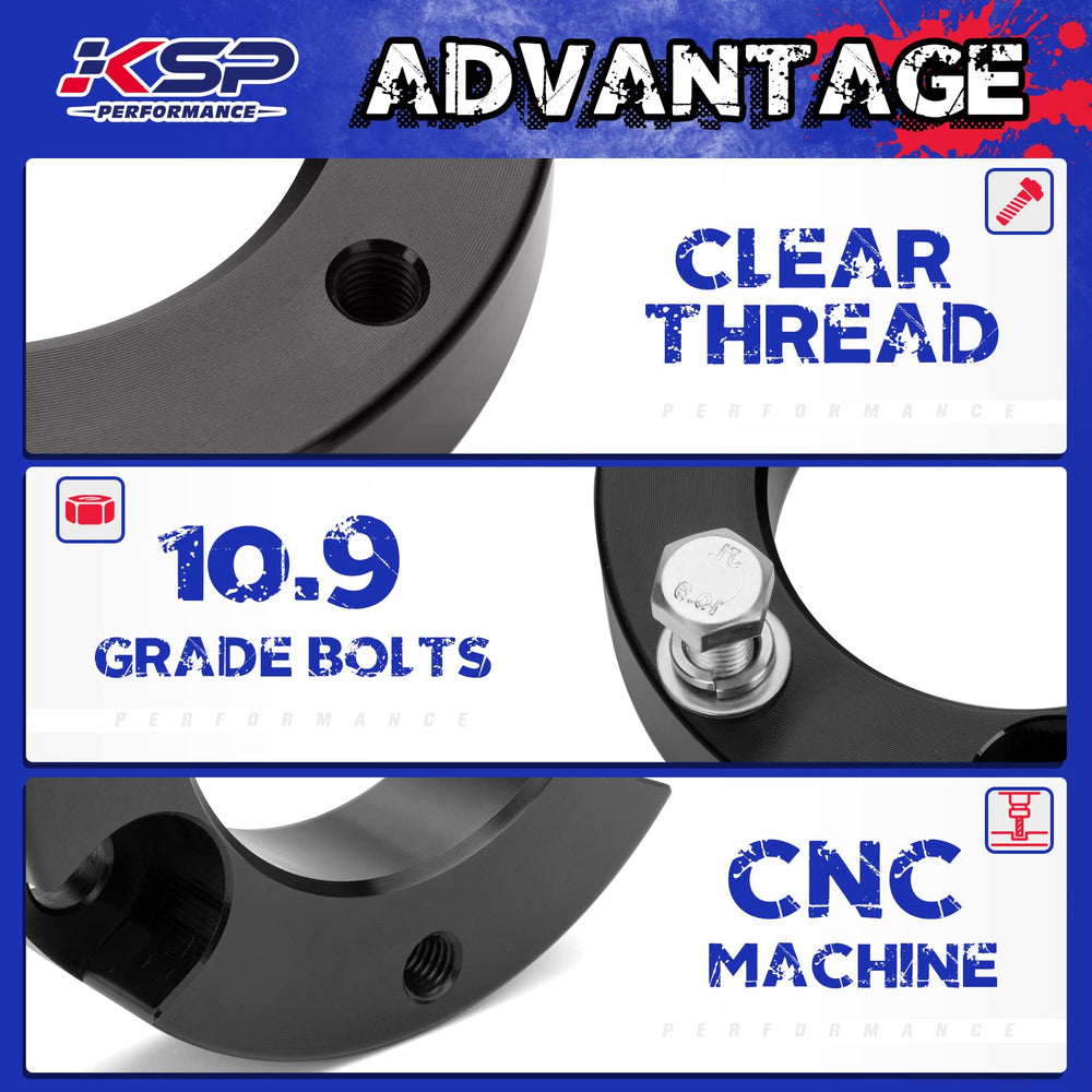 KSP PERFORMANCE black powder-coated finish on spacers resists corrosion.