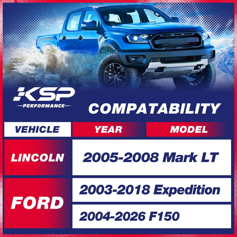 KSP Performance F150 front leveling kit installed shows enhanced stance