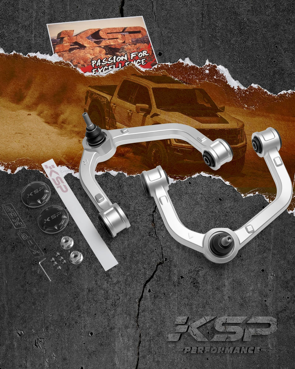 KSP PERFORMANCE f150 UCA packaging supports straightforward replacement parts