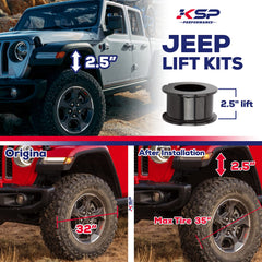 KSP Performance Jeep Gladiator lift kit 2-5-inch enhances stance and clearance.