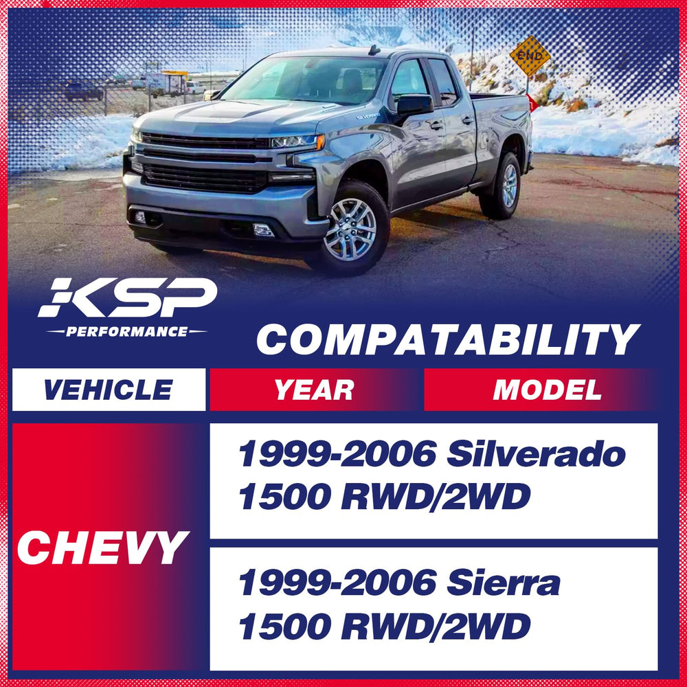 KSP Performance brackets shown for bolt-on installation on Silverado/Sierra 1500.