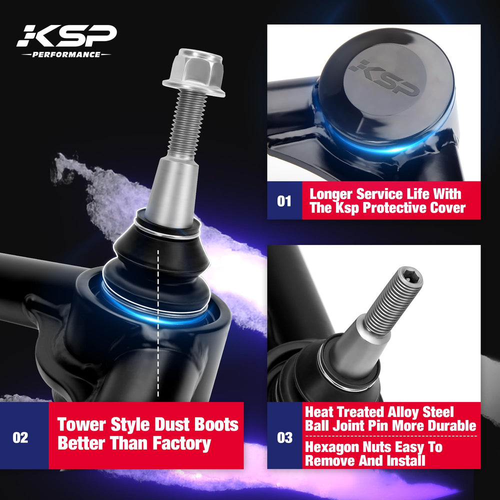 KSP Performance CNC machined red finish upper control arm adds aggressive look.