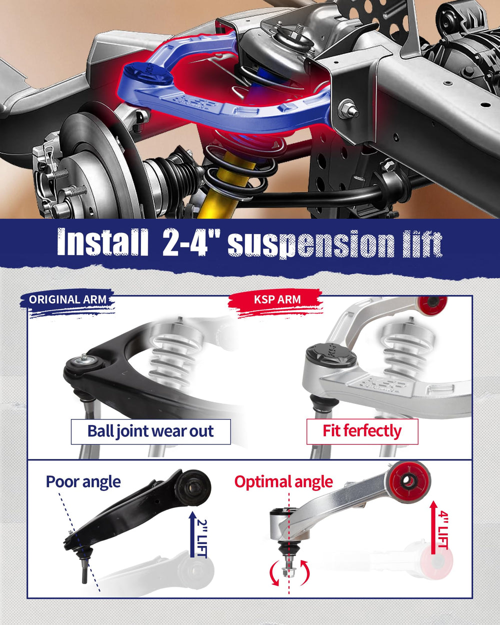 KSP PERFORMANCE zinc-nickel coated ball joint pins extend service life