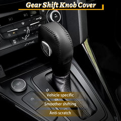KSSZZCO leather gear shift cover on Ford C-Max Energi knob for enhanced feel