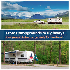 USA-based family business design and packaging for campers and flag lovers.